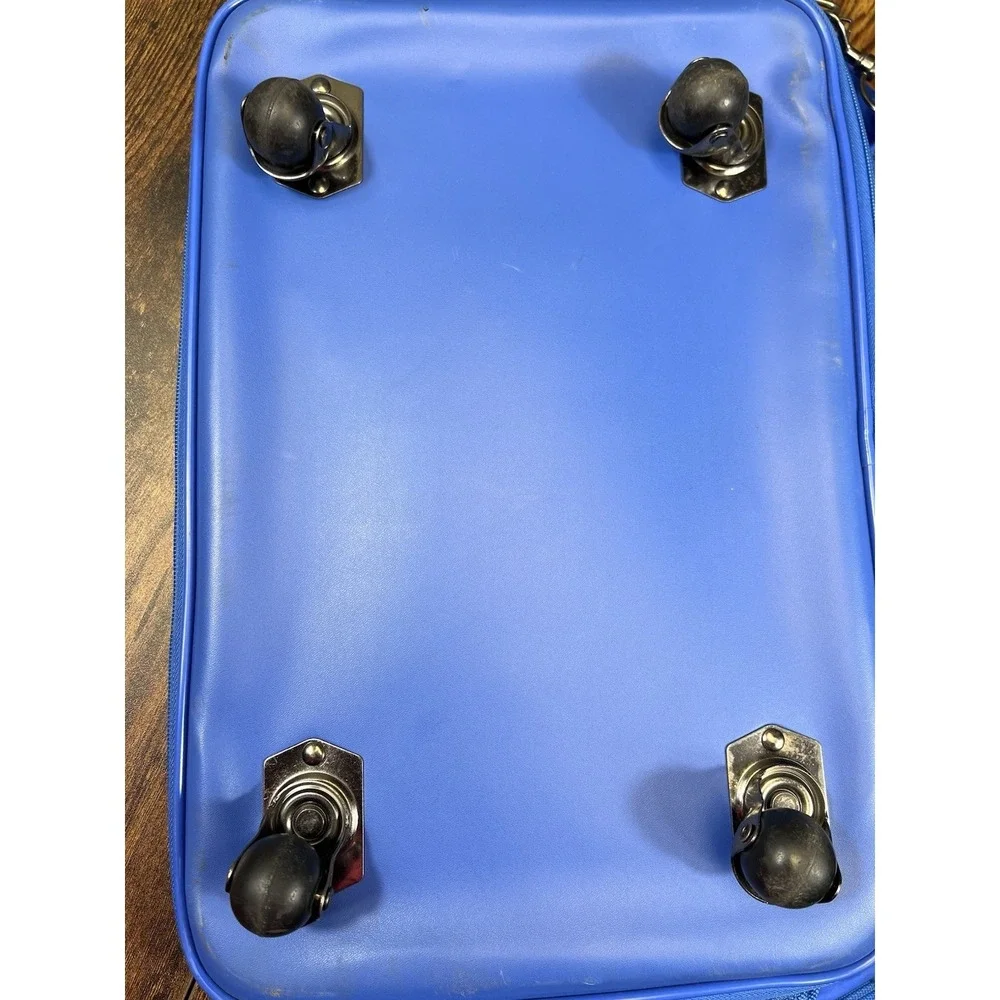 Vintage Olympia Traveler's Friend Blue‎ Vinyl Travel Rolling Bag Expandable 90's